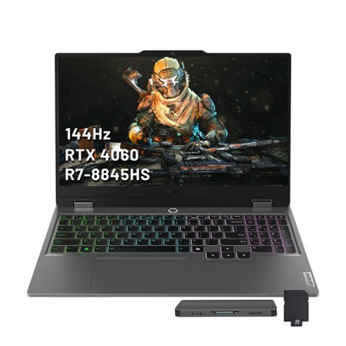  Lenovo - LOQ 15.6" FHD Gaming Laptop,AMD Ryzen 7 8845HS,GeForce RTX 4060,64GB,4TB SSD+1TB Dock Set,Win 11 Home - Luna Grey