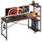 Bestier - Gaming Desk with RGB LED Lighting and 4-Tier Reversible Storage Shelves - Carbon Fiber Black-Front_Standard