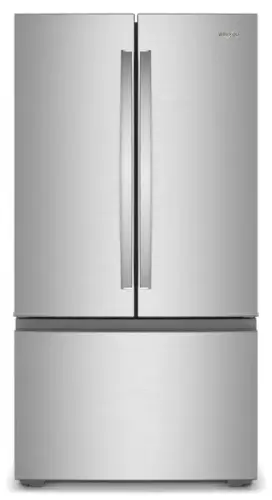 Front. Whirlpool - 36 in. Wide 24 cu. ft. 3-Door French Door Counter Depth Refrigerator - Fingerprint-Resistant Stainless Finish.
