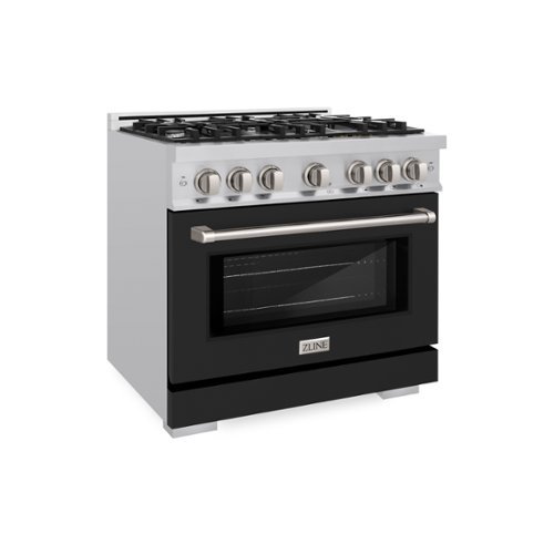 ZLINE - 36" Select Dual Fuel Black Matte Door Range w/ 6 Burners & Convection Oven (HDR-BLM-36) - Black-Front_Standard 
