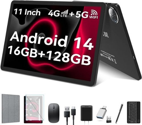 MEIZE - 2026 Latest 11 inch Tablet, Android Tablets with 16GB RAM 128GB ROM 1TB Expand, Tablet with Keyboard, Octa-Core Pad - Gray-Front_Standard 