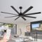 Breezary - 72-In Large Ceiling Fan with 8 Aluminum Blades, DC Motor, 6-Speed Remote with Timer, 2 Downrods, Light/No Light Option - Black (Without Light)-Front_Standard
