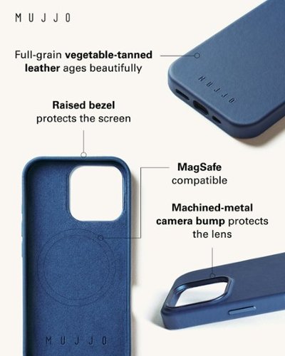 Mujjo Apple iPhone 16 Pro Leather Case - Monaco Blue WORLDWIDE DELIVERY