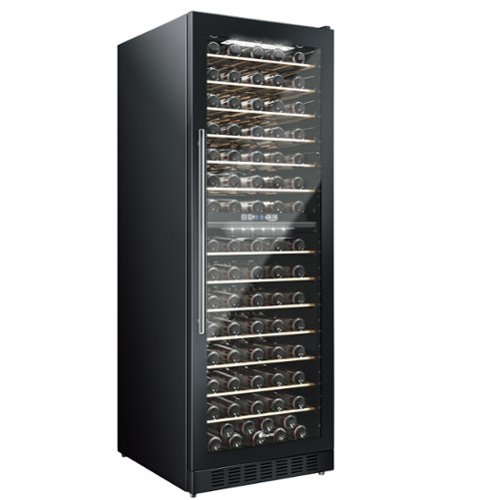 KingChii - 163-Bottle Dual Zone Wine Cooler Refrigerator with Professional Compressor Cooling - Black-Front_Standard 