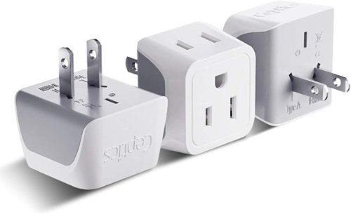Japan, Philippines Travel Adapter Plug by Ceptics - USA 3 Pin Polarized to 2 Prong Unpolarized - Type A (3 Pack) - White-Front_Standard 