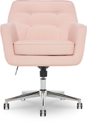 Serta - Workspace 5-Pointed Star Mesh Linen Fabric Chair - Blush Pink-Front_Standard 