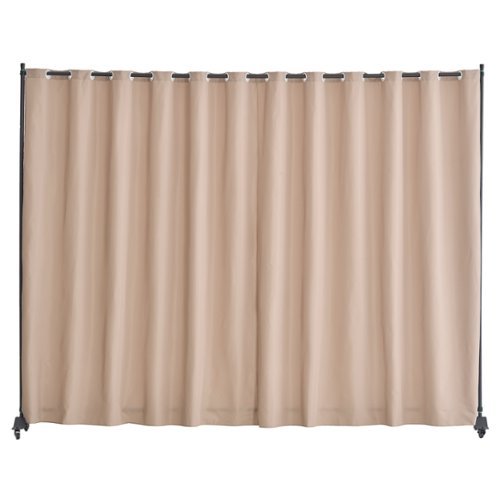 VEVOR - Room Divider, Portable Panel Room Divider with Wheels Curtain Divider Stand, Freestanding Room Divider Privacy Screen - Brown-Front_Standard 