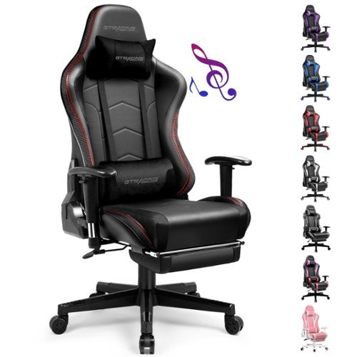 GTPlayer - Music Video Gaming Chair with Speaker Office Computer Chairs - Black-Front_Standard 