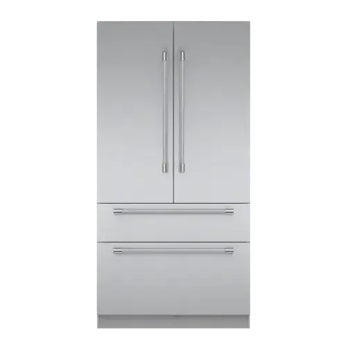 Front. Thermador - Freedom Collection 42 in Wide 23.1 Cu. Ft. Smart Built-in French Door Bottom Freezer Refrigerator - Stainless Steel.
