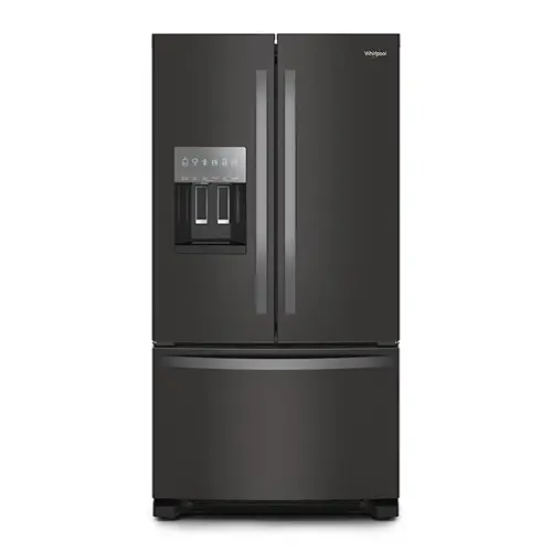 Front. Whirlpool - 24.7 Cu. Ft. French Door Refrigerator with Elevated Deli Drawer - Fingerprint Resistant Black Stainless.