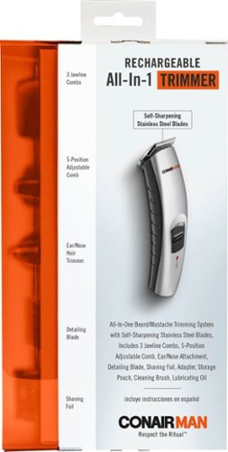 Conair man All-in-One Brd/Must Trimmer - Rech - Silver WORLDWIDE DELIVERY