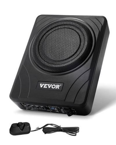 VEVOR - 8" 300W Underseat Car Subwoofer, Slim Powered Car Subwoofers Under the Seat, Low Profile Audio Sub Built-in Amplifier - Black-Front_Standard 