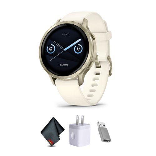 Garmin - Venu 4, 41mm, Advanced Health and Fitness GPS Smartwatch, Lunar Gold with Bone Silicone Band - Gold - (2025)-Front_Standard 