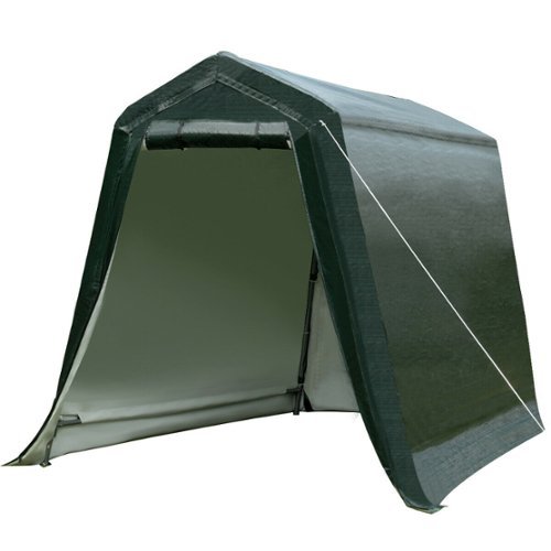 Costway - 6'x8' Patio Tent Carport Storage Shelter Shed Car Canopy Heavy Duty - Green-Front_Standard 