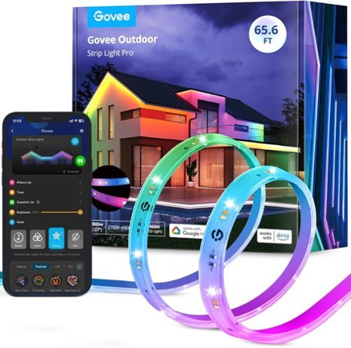 Govee - Outdoor LED Strip Lights RGBIC with Warm and Cold White, 65.6ft 2.4G WiFi Smart Outdoor Lights, IP65 Waterproof - Multicolor-Front_Standard 