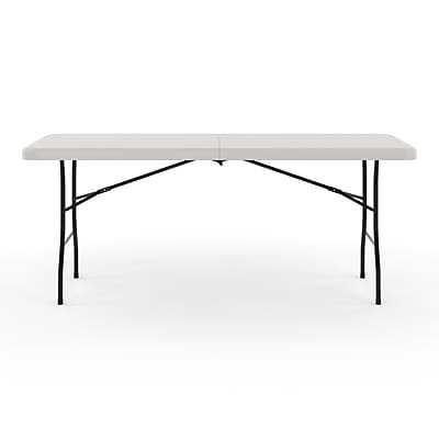 Staples - 6' x 30" Heavy Duty Plastic Folding Table - White Granite-Front_Standard 