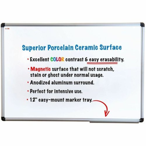 Floortex - Viztex Porcelain Magnetic Dry Erase Board with an Aluminium frame - 24'' x 36'' - White