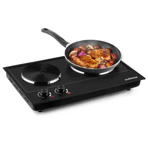 Front. Cusimax - 1800W Electric Cooktops with Dual Adjustable Temperature Control, Indicator Light, 120V - Black.