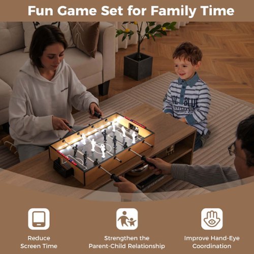 Costway Game Room Size Football Table with Non-slip Handle 2 Footballs Realistic Players - Natural GLOBAL SHIPPING