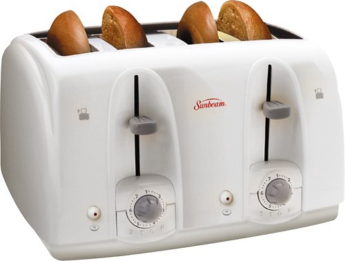  Sunbeam - 4-Slice Wide-Slot Toaster - White