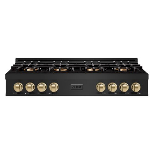 ZLINE - Autograph 48 in. Black Stainless Classic Rangetop with 8 DuoPro Burners and Bronze Accents (PCRTBZ-48-CB) - Black Stainless Steel-Front_Standard 