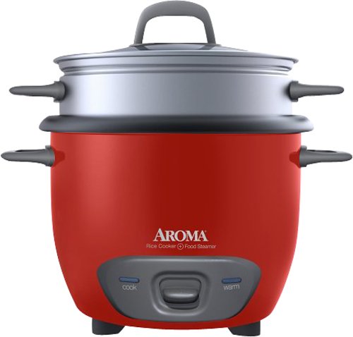  AROMA - 6-Cup Rice Cooker - Red