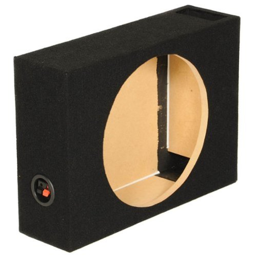 QPower - Shallow Vented Subwoofer Enclosure, Single 10 Inch Car Sub Speaker Box - Black-Front_Standard 