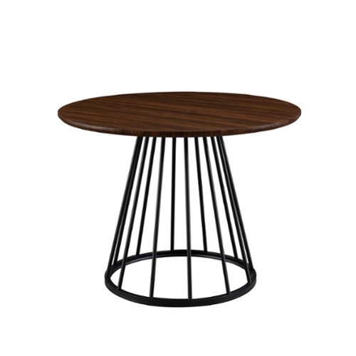 Walker Edison - Modern Round Cage-Leg Dining Table - Dark Walnut-Front_Standard 