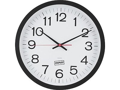 Staples - Wall Clock, Plastic, 14" Diameter (18380) - Matte Black/White