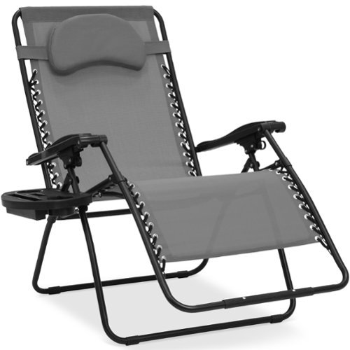Best Choice Products - Oversized Zero Gravity Chair, Folding Outdoor Patio Recliner w/ Cup Holder - Ice Gray-Front_Standard 