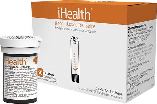  Test Strips for iHealth BG5 Smart-Gluco Wireless Monitoring Systems (50-Pack) - White