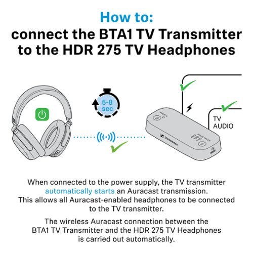 Sennheiser RS 275 TV Headphones. Wireless Bluetooth Headphone and TV Transmitter - Black BUY IN EUROPE