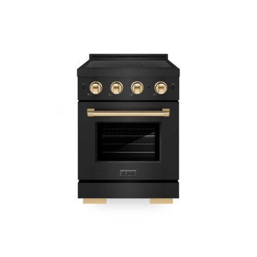 ZLINE - Autograph 24 in. 3.2 cu. ft. Paramount Freestanding Induction Range with 3 Burners in Black Steel with Gold Accents - Black Stainless Steel