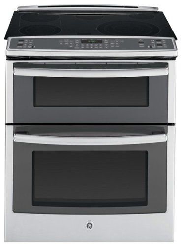  GE - Profile 6.6 Cu. Ft. Self-Cleaning Slide-In Double Oven Electric Convection Range - Stainless Steel