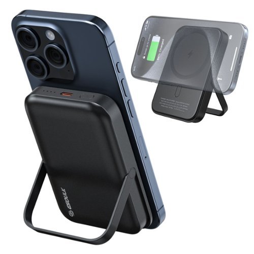 Esoulk - Magnetic Wireless Charger Power Bank 5000mAh 15W Magsafe Compatible with iPhone 17 Pro Max - Black-Front_Standard 