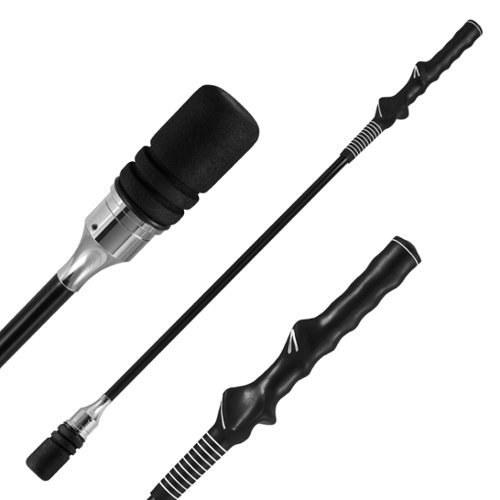 Gymax - Golf Swing Trainer Click Stick Swing Training Aid for Speed Flexibility Balance - Black-Front_Standard 