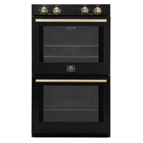 Front. Forno Appliances - Vomero 30" Electric Convection Double Wall Oven - Black.
