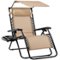 Best Choice Products - Folding Zero Gravity Recliner Patio Lounge Chair w/ Canopy Shade, Headrest, Tray - Beige-Front_Standard
