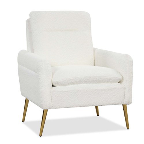 Costway Modern Accent Upholstered  Armchair with Tapered Metal Legs - White