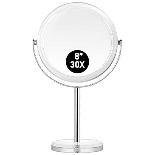 Comfort Essence - Makeup Mirror 30X Magnifying for Desk Double-Sided Vanity with Stand Travel 8 in - 8 Inches-30x-Front_Standard 