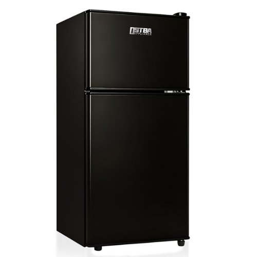 OSTBA - Mini Fridge Freezer 3 Cu.Ft, Reversible Door with 7 Settings Adjustable Thermostat - Black-Front_Standard 