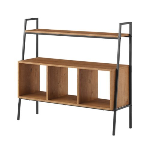 Walker Edison - 36" Modern 3-Cube Storage Shelf - Black-Front_Standard 