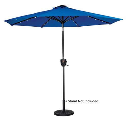 Sun Ray - 9' Round 8Rib Aluminum Bluetooth Solar Lighted Umbrella - Royal Blue-Front_Standard 