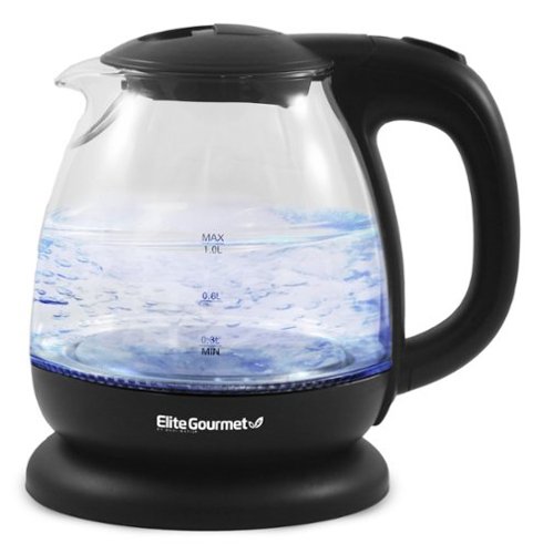 Elite Gourmet - 1L Electric Glass Water Kettle - Black