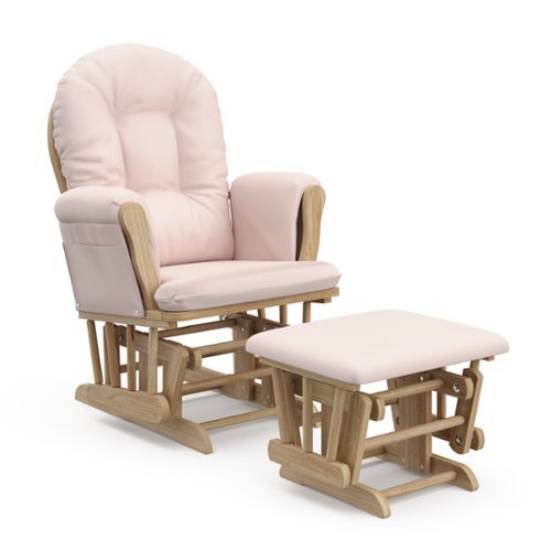 Storkcraft - Hoop Glider and Ottoman - Natural/Pink-Front_Standard 