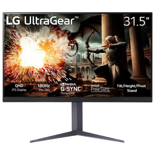 LG - UltraGear 32" IPS LED QHD 180Hz 1ms G-SYNC Compatible AMD Freesync Gaming Monitor with DisplayHDR400 (HDMI, DisplayPort) - Black
