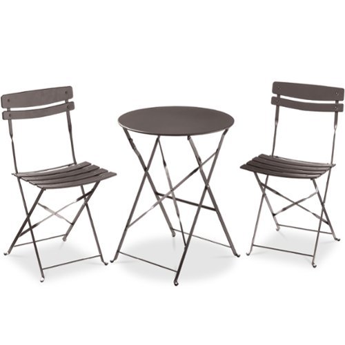 Best Choice Products - 3-Piece Small Bistro Set, Folding Patio Furniture Set of 2 Chairs and Table - Taupe-Front_Standard 