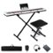 Costway - 88-Key Electric Piano Keyboard with Adjustable Stand Stool, Light-up Keys & Buttons - White-Front_Standard