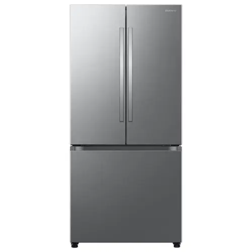 Front. Samsung - Bespoke AI 25 cu. ft. 3-Door French Door Refrigerator with Auto Ice Maker & All-Around Cooling - Stainless Steel.