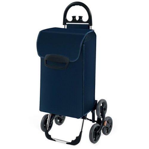 Gymax - Folding Stair Climbing Shopping Cart Utility Hand Truck w/ Removable Bag & Handle Navy - Blue-Front_Standard 